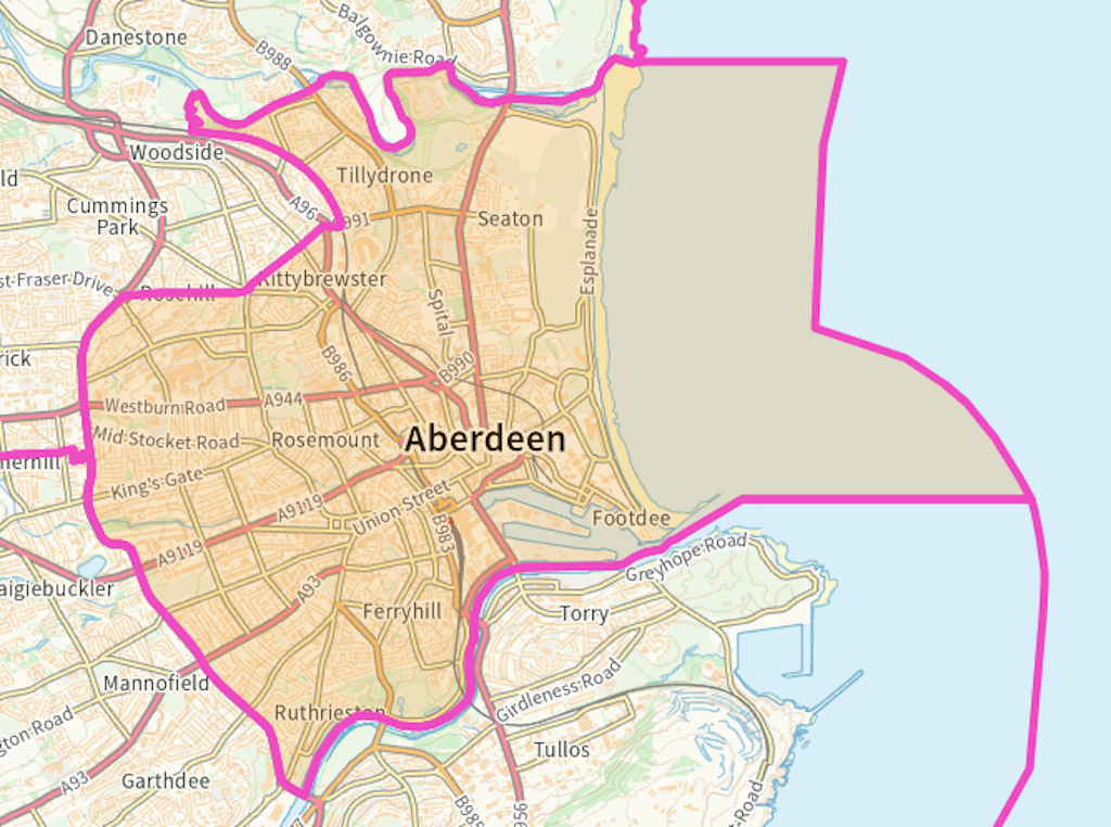 Aberdeen Central Scottish parliamentary constituency boundary map