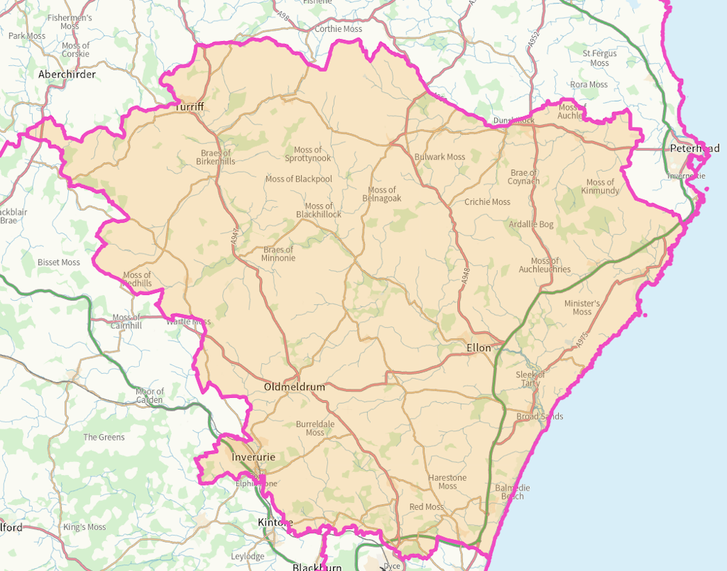 Aberdeenshire East Scottish parliamentary constituency boundary map