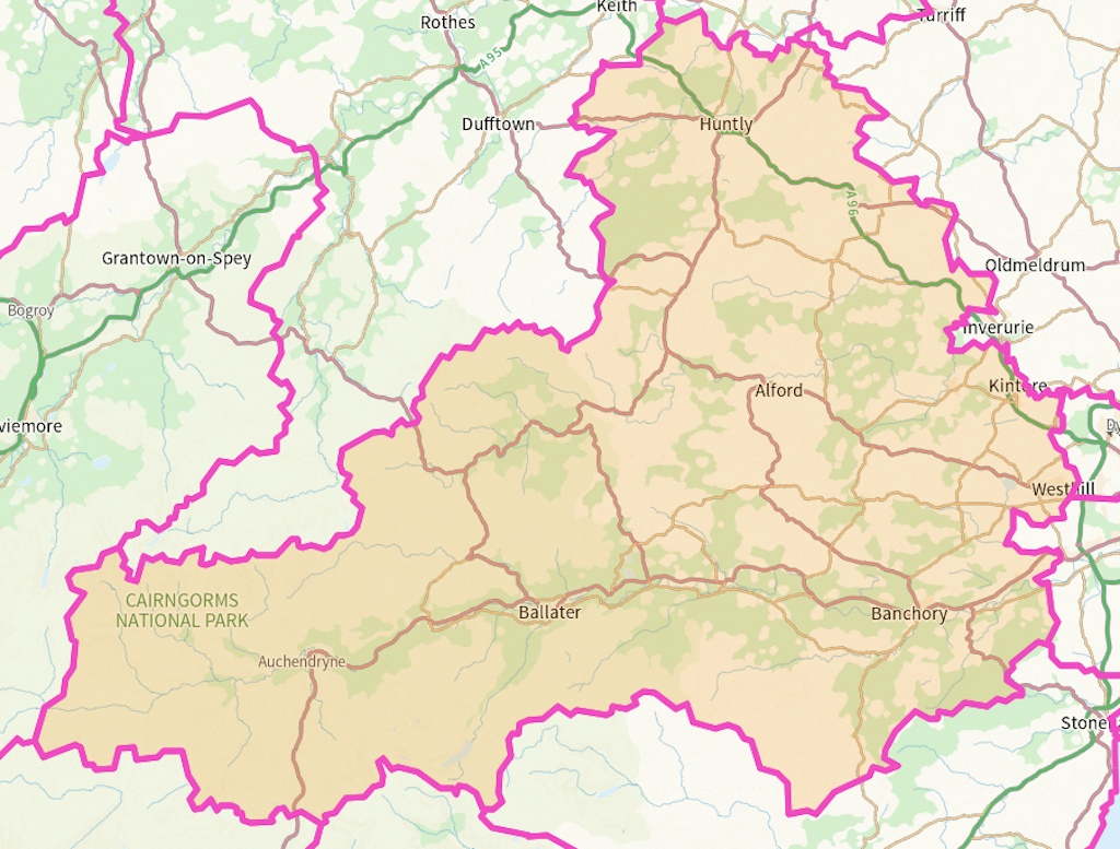 Aberdeenshire West Scottish parliamentary constituency boundary map