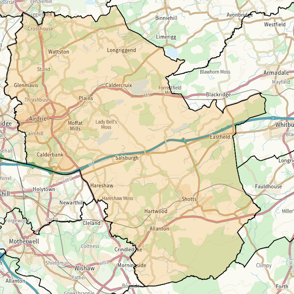 Airdrie Scottish parliamentary constituency boundary map