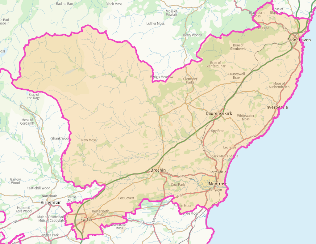 Angus North and Mearns Scottish parliamentary constituency boundary map