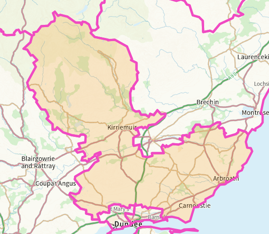 Angus South Scottish parliamentary constituency boundary map