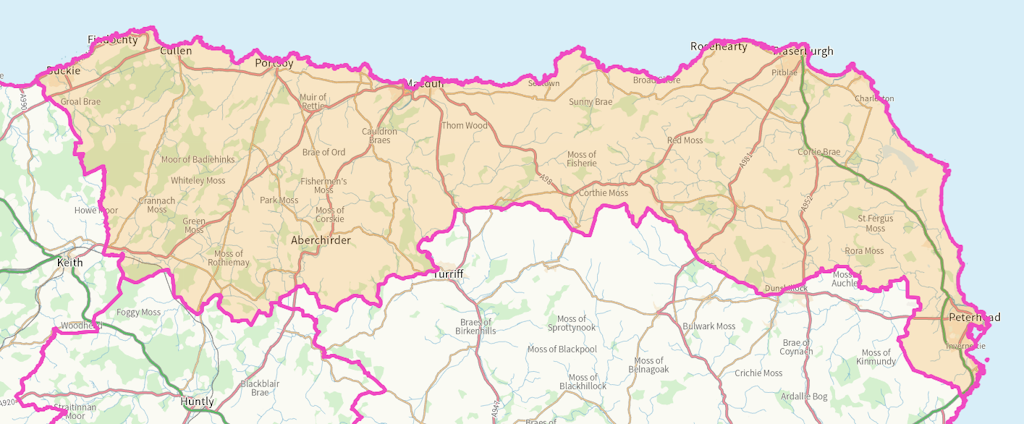 Banffshire and Buchan Coast Scottish parliamentary constituency boundary map