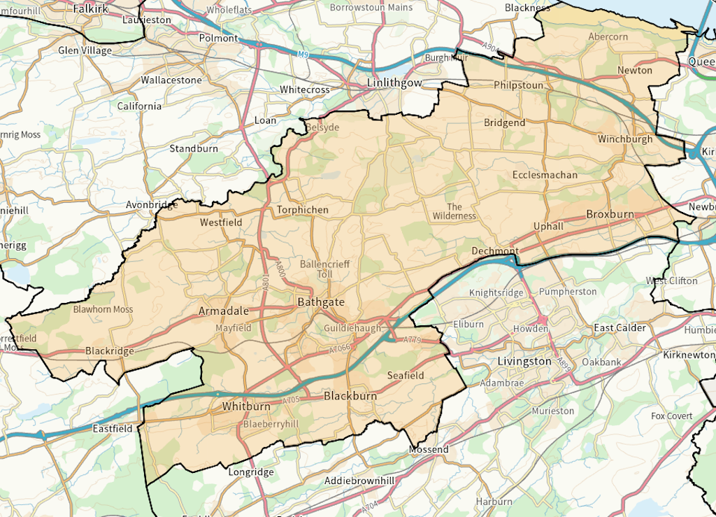 Bathgate Scottish parliamentary constituency boundary map