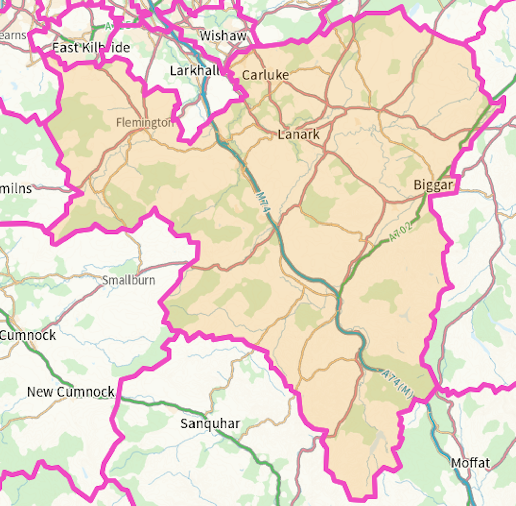 Clydesdale Scottish parliamentary constituency boundary map