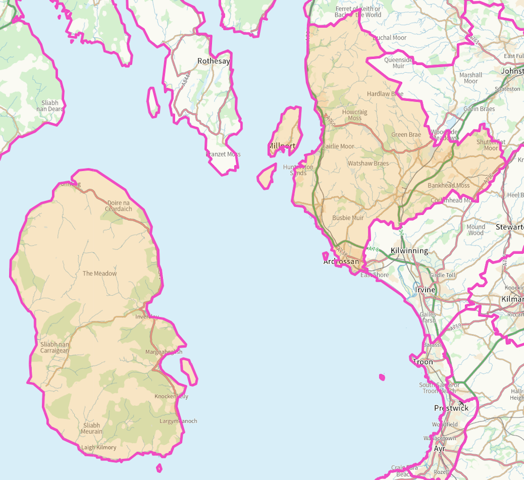 Cunninghame North Scottish parliamentary constituency boundary map