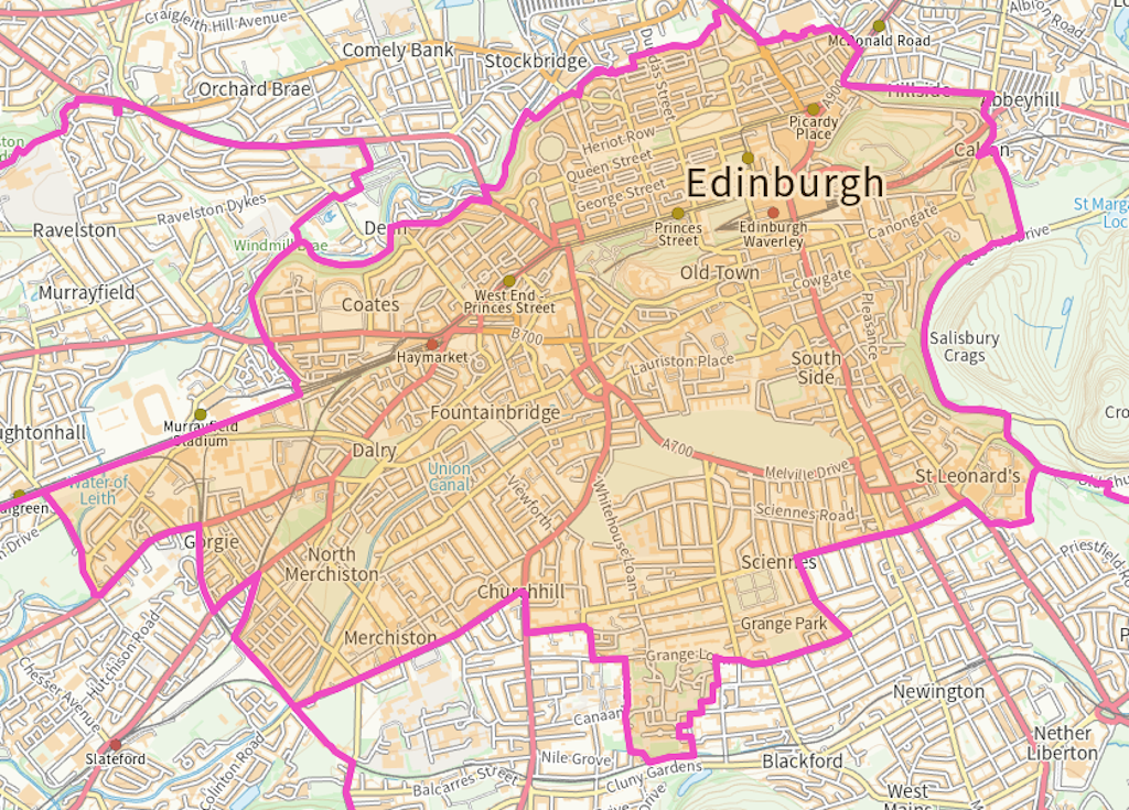 Edinburgh Central Scottish parliamentary constituency boundary map