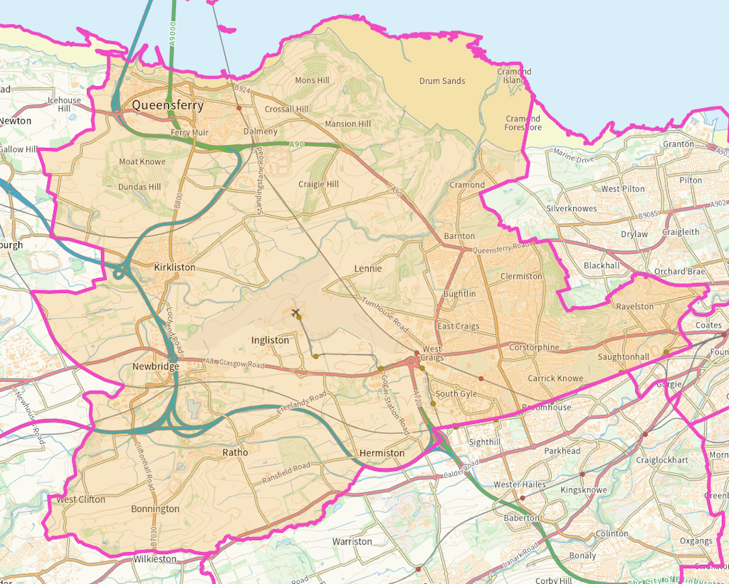 Edinburgh North Western Scottish parliamentary constituency boundary map