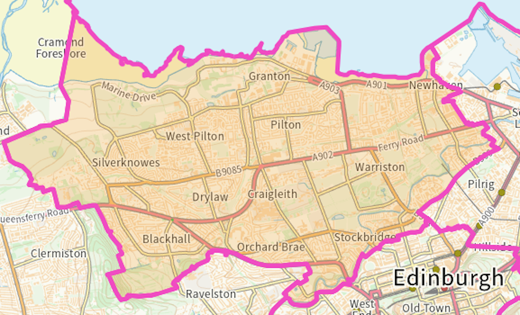 Edinburgh Northern Scottish parliamentary constituency boundary map