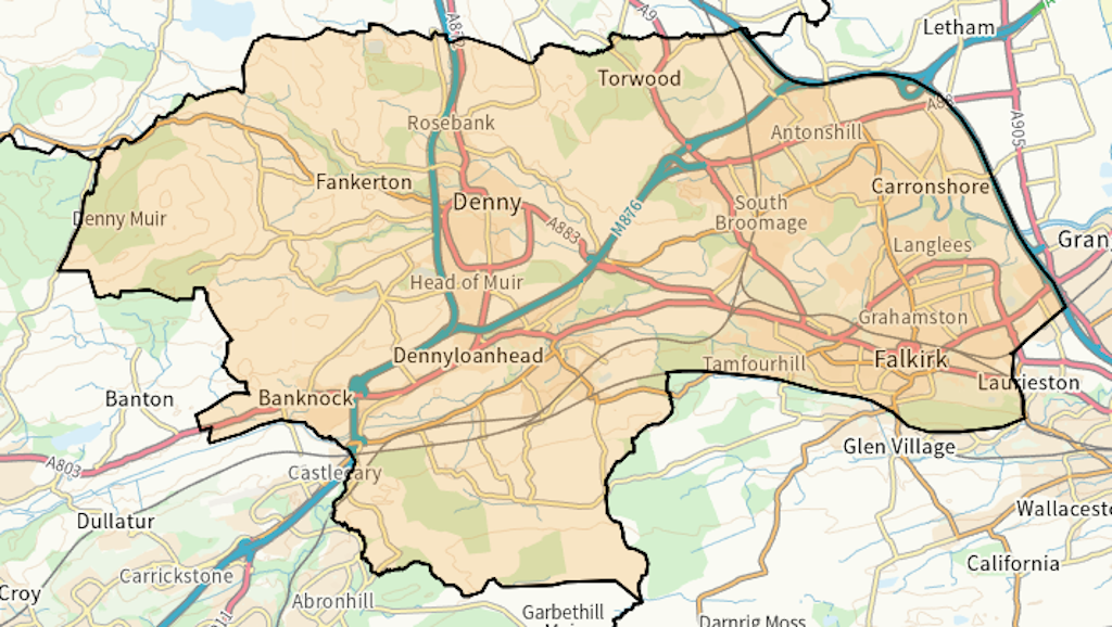 Falkirk West Scottish parliamentary constituency boundary map