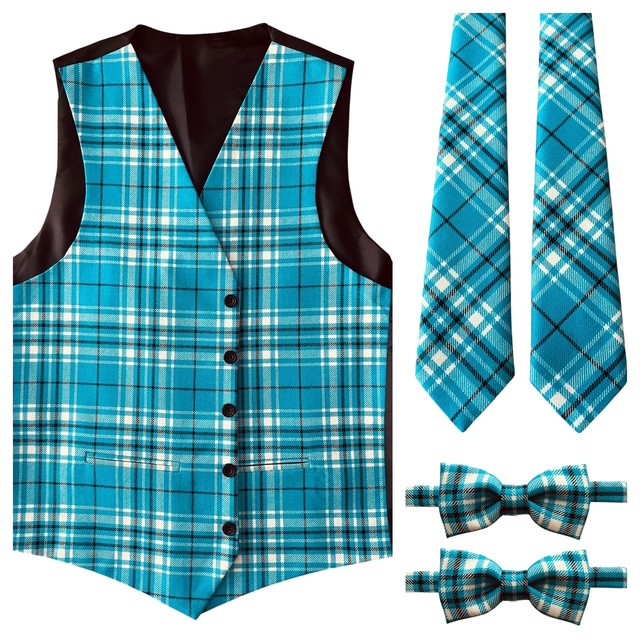 A reform Tartan waistcoat, ties and bowties