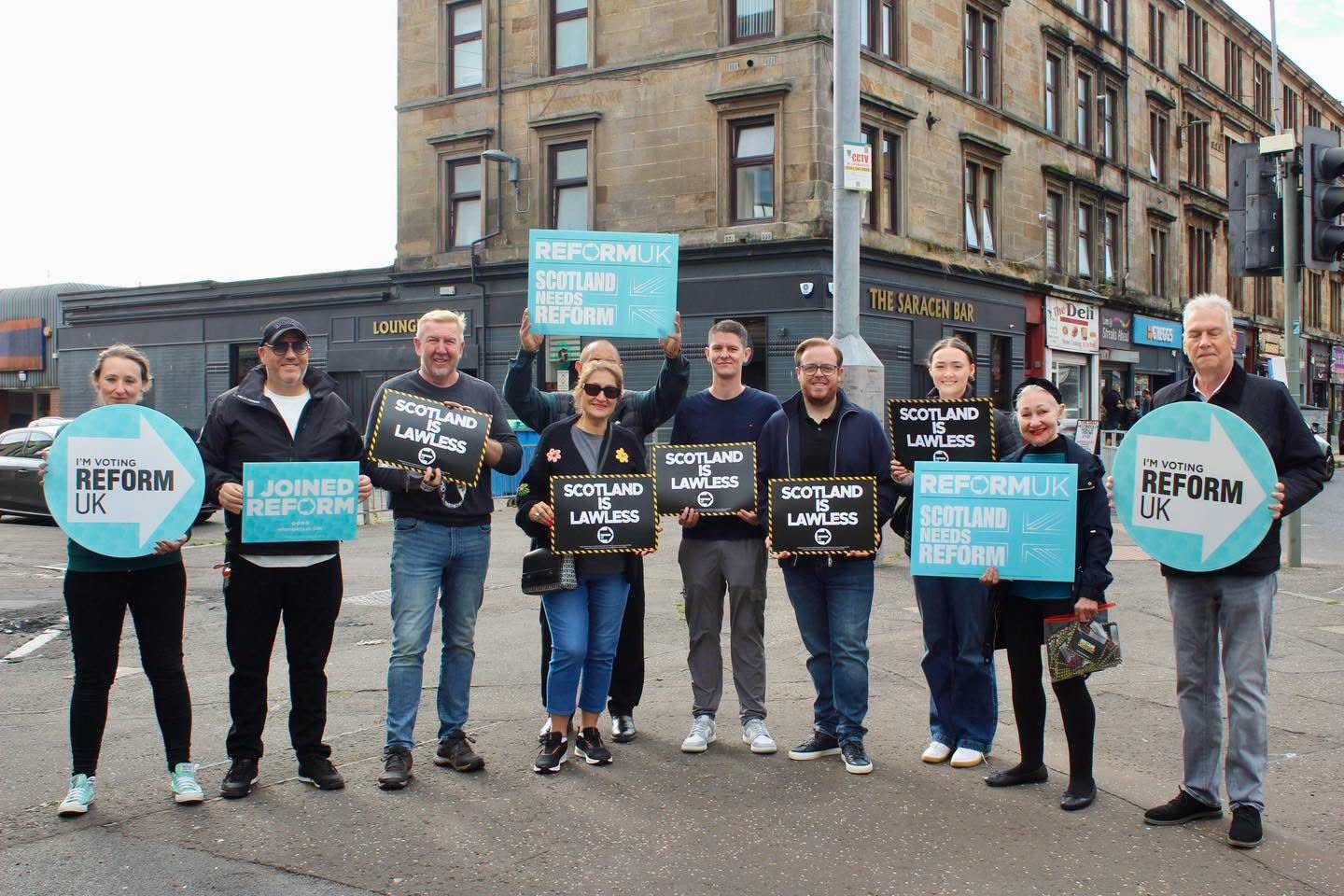 Reform UK Scotland activists campaigning in Possilpark